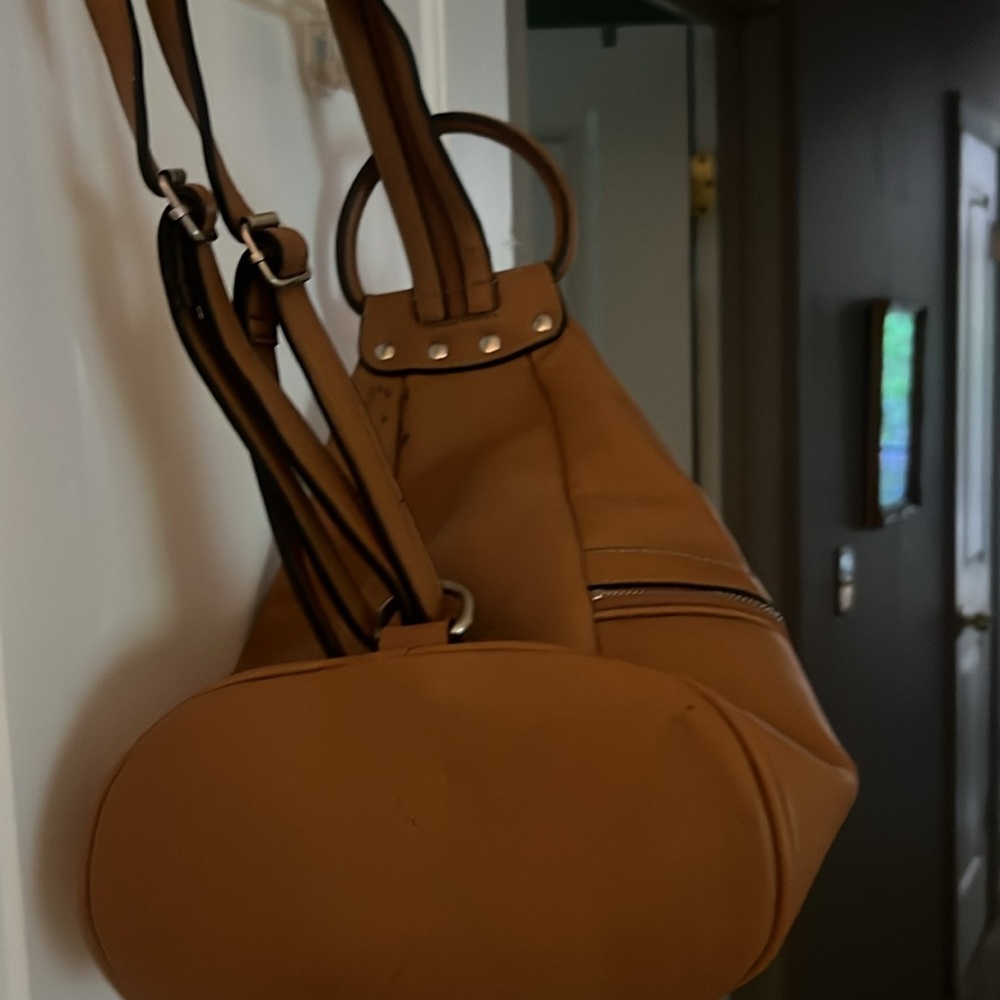 Nine West Elegant Tan Leather Backpack - Picture 3 of 4